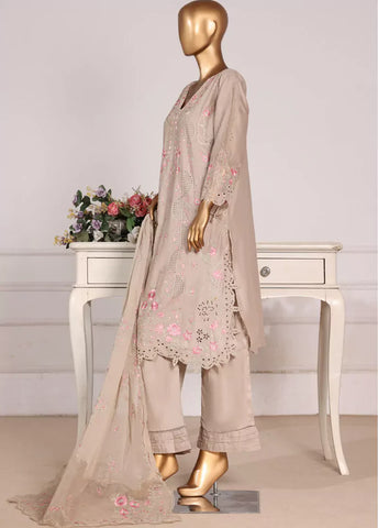 3 Piece Ivory Color Embroidered Lawn Shirt with Embroidered Trouser & Dupatta