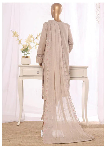 3 Piece Brown Color Embroidered Lawn Shirt with Embroidered Trouser & Dupatta