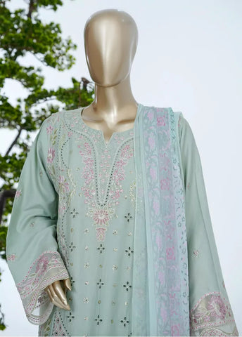 3 Piece Mint Green Color Embroidered Lawn Shirt with Trouser & Dupatta