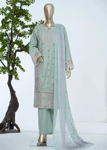 3 Piece Mint Green Color Embroidered Lawn Shirt with Trouser & Dupatta