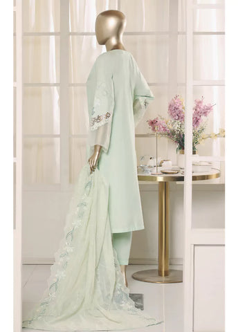 3 Piece Mint Green Color Embroidered Lawn Shirt with Trouser & Embroidered Dupatta