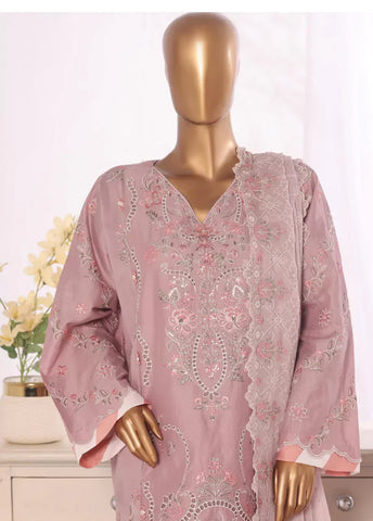 3 Piece Muave Color Embroidered Lawn Shirt with Embroidered Trouser & Dupatta