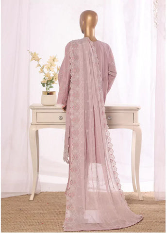 3 Piece Muave Color Embroidered Lawn Shirt with Embroidered Trouser & Dupatta