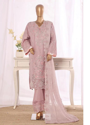 3 Piece Muave Color Embroidered Lawn Shirt with Embroidered Trouser & Dupatta