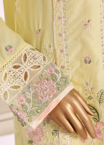 3 Piece Lime Yellow Color Embroidered Lawn Shirt with Embroidered Trouser & Dupatta