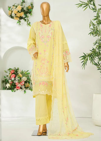 3 Piece Lime Yellow Color Embroidered Lawn Shirt with Embroidered Trouser & Dupatta