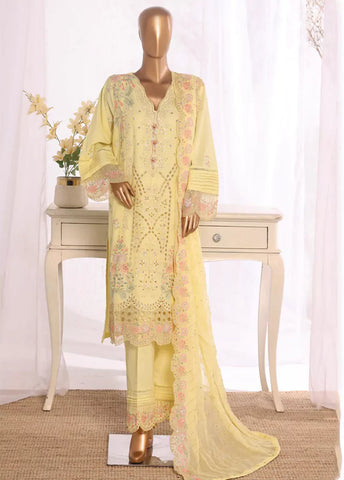 3 Piece Lime Yellow Color Embroidered Lawn Shirt with Embroidered Trouser & Dupatta