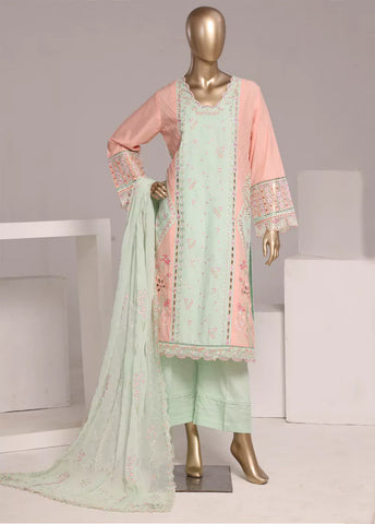3 Piece Mint Green Color Embroidered Lawn Shirt with Trouser & Embroidered Dupatta