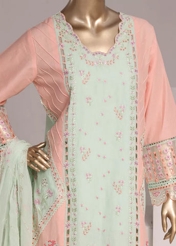 3 Piece Mint Green Color Embroidered Lawn Shirt with Trouser & Embroidered Dupatta