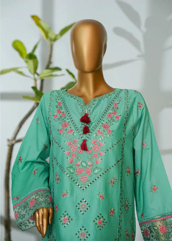 3 Piece Seafoam Green Color Embroidered Lawn Shirt with Embroidered Trouser & Dupatta