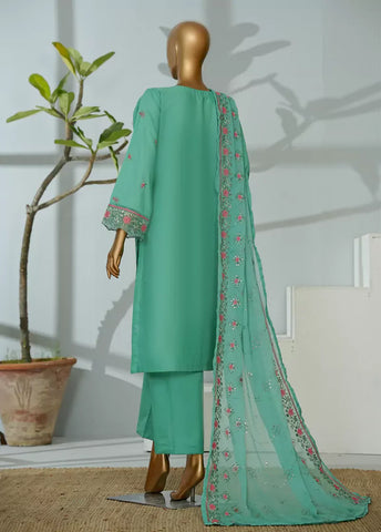 3 Piece Seafoam Green Color Embroidered Lawn Shirt with Embroidered Trouser & Dupatta