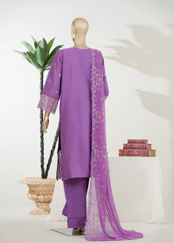 3 Piece Lilac Color Embroidered Lawn Shirt with Trouser & Embroidered Dupatta