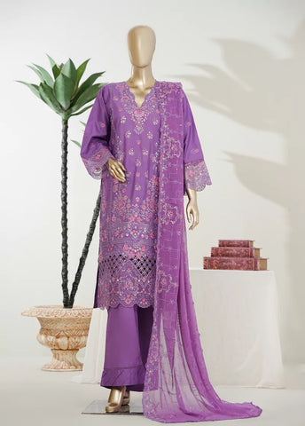 3 Piece Lilac Color Embroidered Lawn Shirt with Trouser & Embroidered Dupatta