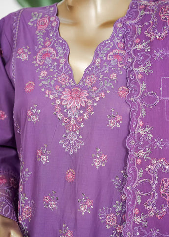3 Piece Lilac Color Embroidered Lawn Shirt with Trouser & Embroidered Dupatta