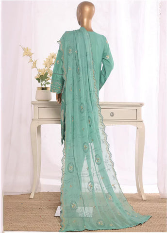 3 Piece Turquoise Color Embroidered Lawn Shirt with Embroidered Trouser & Dupatta
