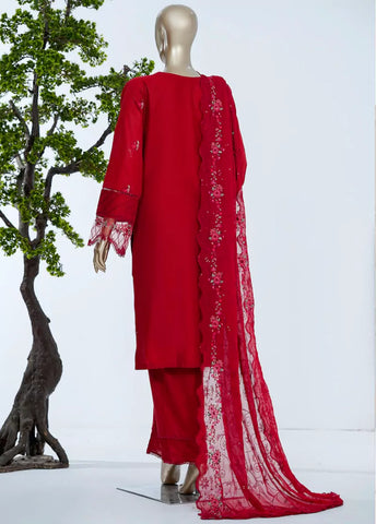 3 Piece Red Color Embroidered Lawn Shirt with Trouser & Embroidered Dupatta