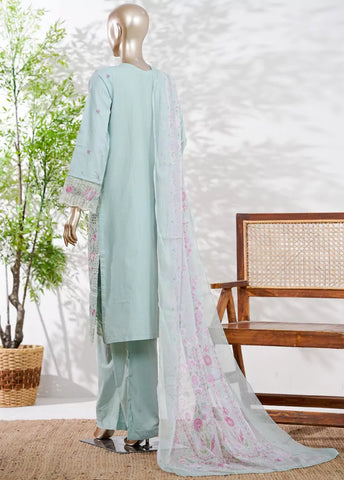 3 Piece Mint Green Color Embroidered Lawn Shirt with Trouser & Dupatta