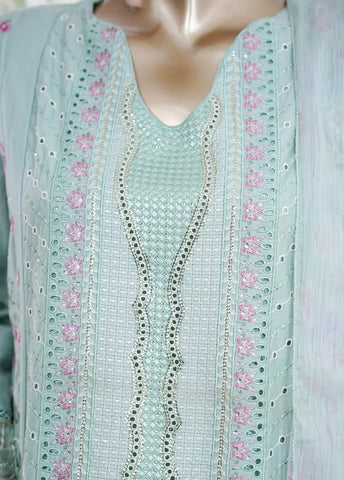 3 Piece Mint Green Color Embroidered Lawn Shirt with Trouser & Dupatta