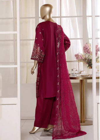 3 Piece Shocking Pink Color Embroidered Lawn Shirt with Trouser & Embroidered Dupatta