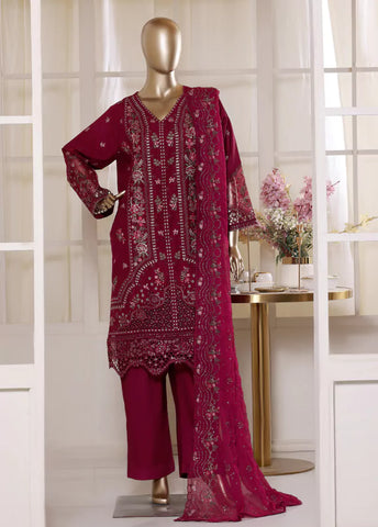 3 Piece Shocking Pink Color Embroidered Lawn Shirt with Trouser & Embroidered Dupatta