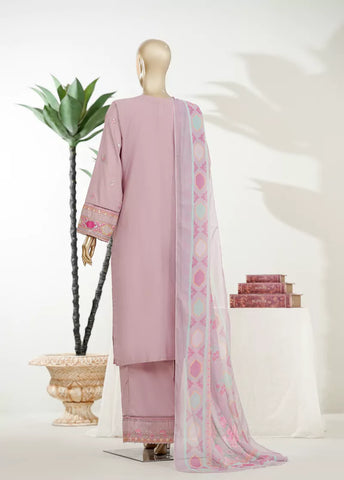 3 Piece Muave Color Embroidered Lawn Shirt with Trouser & Dupatta