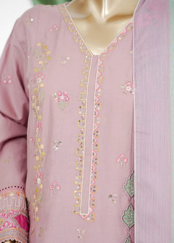 3 Piece Muave Color Embroidered Lawn Shirt with Trouser & Dupatta