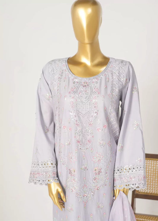 3 Piece Lilac Color Embroidered Lawn Shirt with Embroidered Trouser & Dupatta