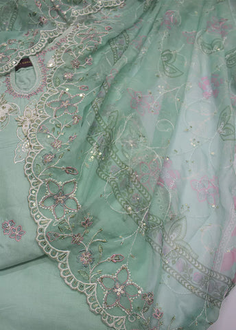 3 Piece Mint Green Color Embroidered Lawn Shirt with Trouser & Embroidered Dupatta