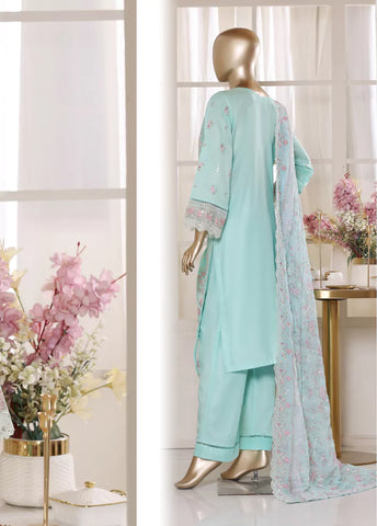 3 Piece Turquoise Color Embroidered Lawn Shirt with Trouser & Embroidered Dupatta