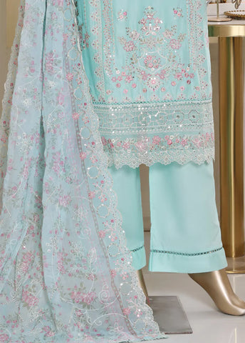 3 Piece Turquoise Color Embroidered Lawn Shirt with Trouser & Embroidered Dupatta