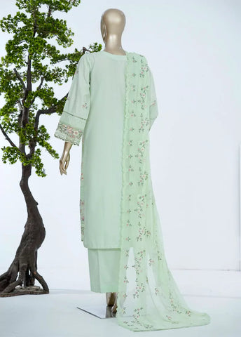 3 Piece Pastel Green Color Embroidered Lawn Shirt with Trouser & Embroidered Dupatta