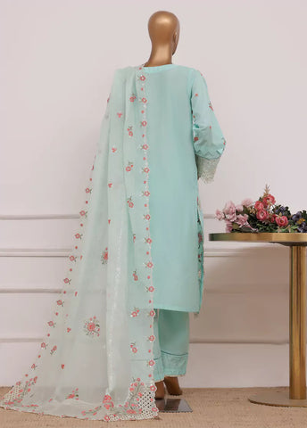 3 Piece Turquoise Color Embroidered Lawn Shirt with Trouser & Embroidered Dupatta