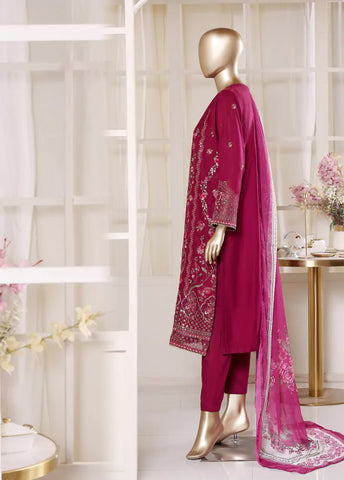 3 Piece Shocking Pink Color Embroidered Lawn Shirt with Trouser & Dupatta