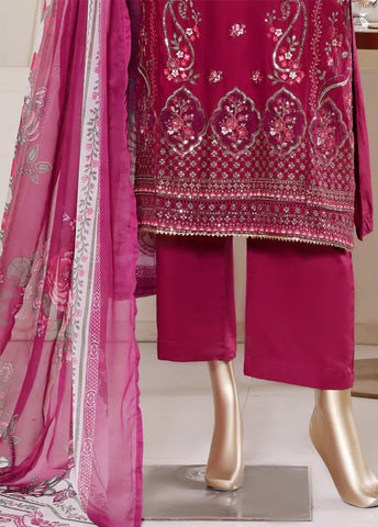 3 Piece Shocking Pink Color Embroidered Lawn Shirt with Trouser & Dupatta