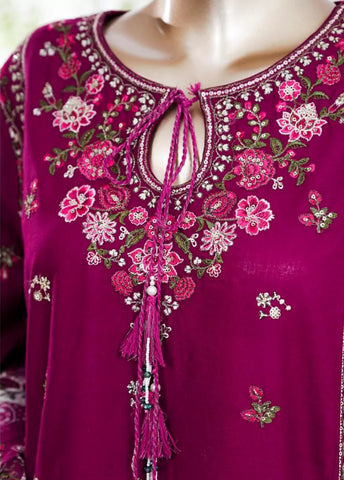 3 Piece Color Embroidered Lawn Shirt with Trouser & Embroidered Dupatta