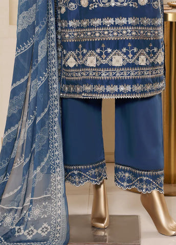 3 Piece Blue Color Embroidered Lawn Shirt with Embroidered Trouser & Dupatta