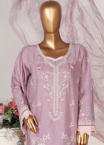 3 Piece Color Embroidered Lawn Shirt with Dupata & Embroidered Trouser
