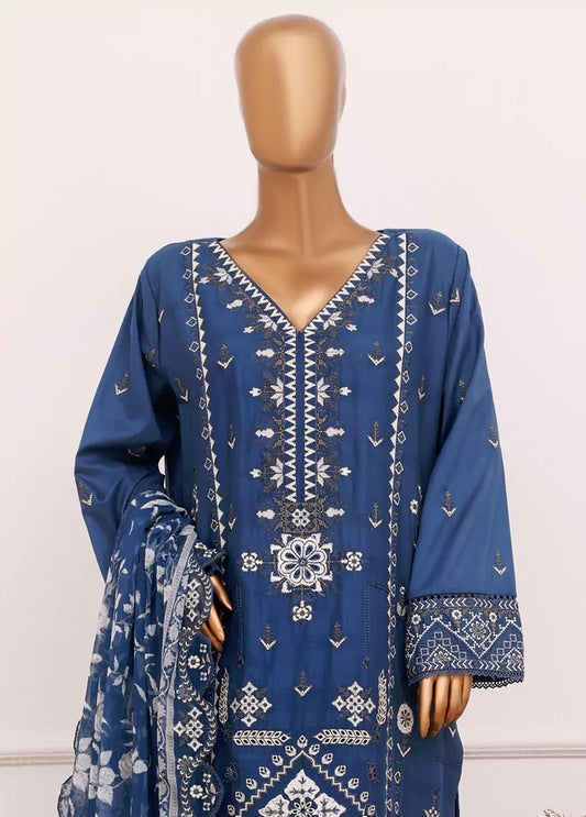 3 Piece Muave Color Embroidered Lawn Shirt with Dupatta & Embroidered Trouser