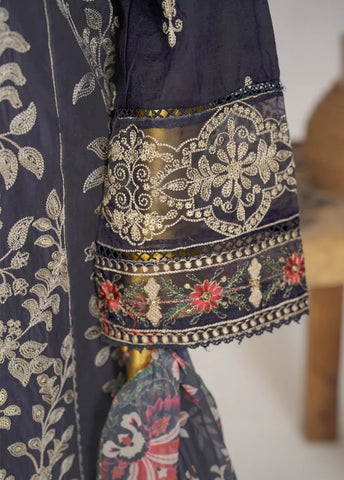 3 Piece Black Color Embroidered Lawn Shirt with Embroidered Trouser & Embroidered Dupatta