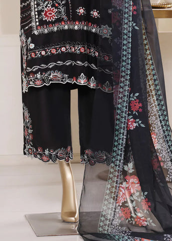 3 Piece Black Color Embroidered Lawn Shirt with Embroidered Trouser & Dupatta