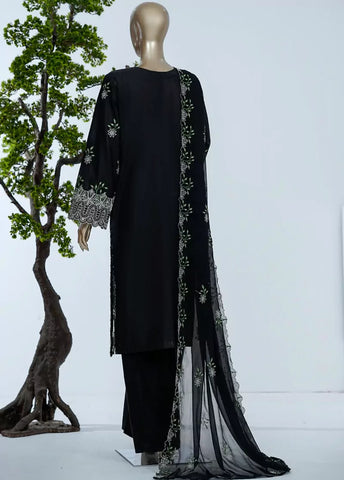 3 Piece Black Color Embroidered Lawn Shirt with Trouser & Embroidered Dupatta