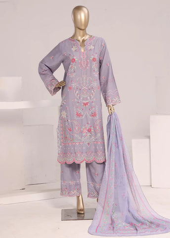 3 Piece Lilac Color Embroidered Lawn Shirt with Embroidered Trouser & Dupatta