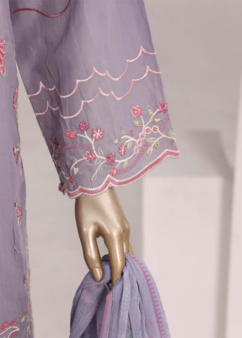 3 Piece Lilac Color Embroidered Lawn Shirt with Embroidered Trouser & Dupatta