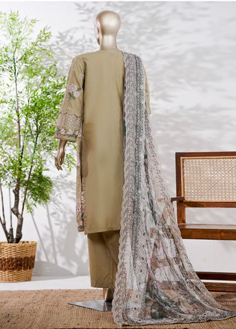 3 Piece Sand Brown Color Embroidered Lawn Shirt with Trouser & Embroidered Dupatta