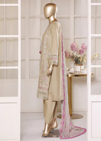 3 Piece Beige Color Embroidered Lawn Shirt with Trouser & Embroidered Dupatta