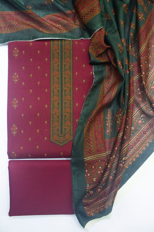 D-695-3 Cotton Digital Printed UnStitched Suit