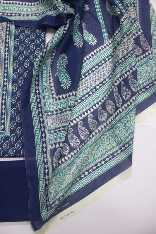 D-703 B-3 Cotton Digital Printed UnStitched Suit