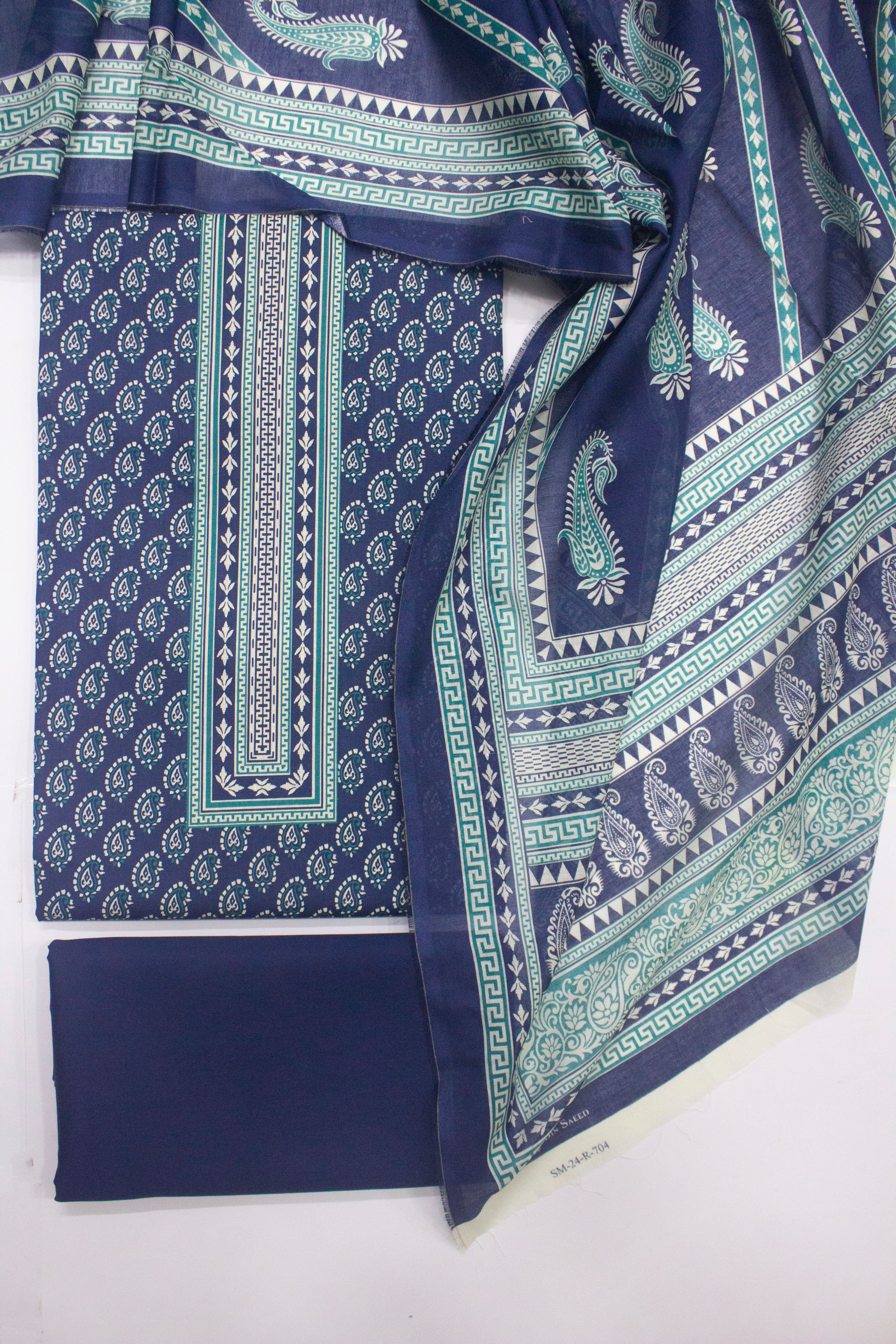 Bin Saeed Fabric - D-703 B-3 Cotton Digital Printed UnStitched Suit