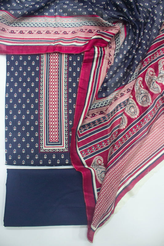 D-707 B-3 Piece Lawn Digital Printed Unstitched Suit