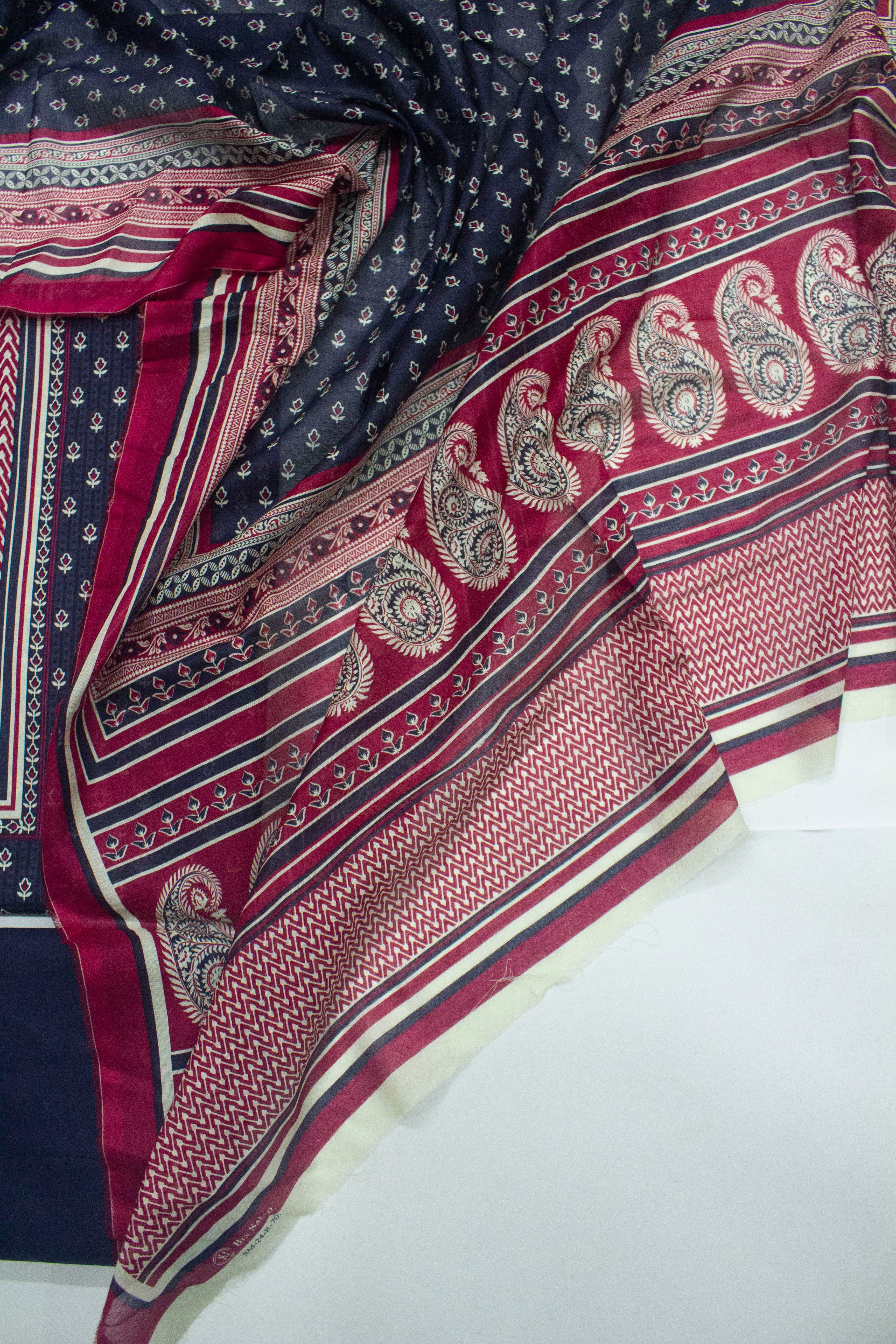 Bin Saeed Fabric - D-707 B-3 Piece Lawn Digital Printed Unstitched Suit